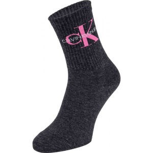 Calvin Klein WOMEN SHORT SOCK 1P JEANS LOGO BOWERY Dámské ponožky, tmavě šedá, veľkosť UNI