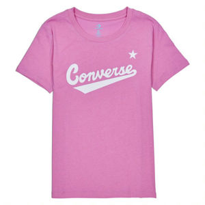 Converse WOMENS NOVA CENTER FRONT LOGO TEE Dámské tričko, Růžová,Bílá, velikost XS