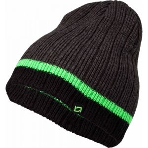 Lewro AERODACTYL Chlapecká pletená čepice, Tmavě šedá,Černá,Světle zelená, velikost