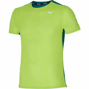 Mizuno DRY AERO FLOW TEE Pánské běžecké triko, Zelená, velikost XXL