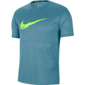Nike BREATHE Pánské běžecké tričko, Modrá,Světle zelená, velikost