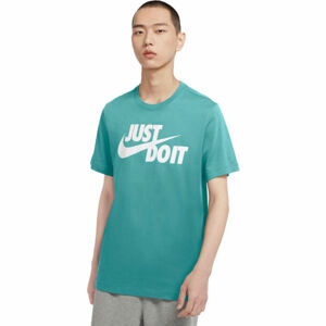 Nike NSW TEE JUST DO IT SWOOSH Pánské tričko, Tyrkysová,Bílá, velikost S