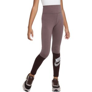 Nike NSW FAVORITES HW LEGGING DNC Dívčí legíny, hnědá, velikost S