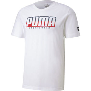 Puma ATHLETIC TEE BIG LOGO Pánské sportovní triko, Bílá,Červená, velikost