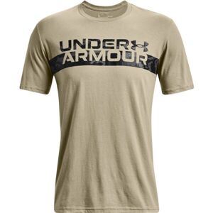 Under Armour CAMO CHEST STRIPE SS Pánské tričko s krátkým rukávem, béžová, velikost M